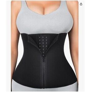 Waist Trainer Corset Zipper Tummy Control Shapewear SMALL Breathable BLACK